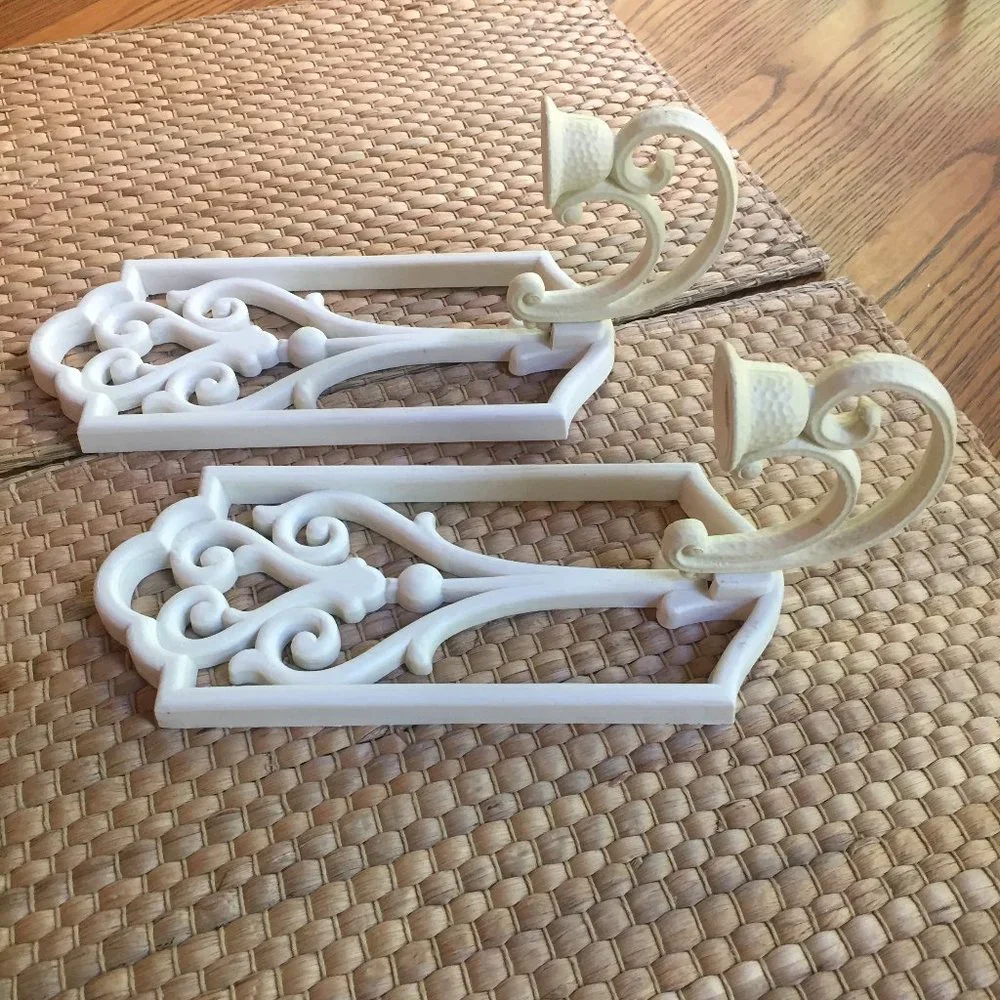 VTG Faux Wicker Mirror Shelf Sconces Set Homco Boho Plastic Wall Decor Dorm